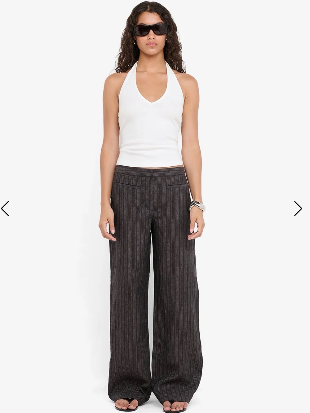 bec + bridge Black Pinstripe Straight-Leg Trousers